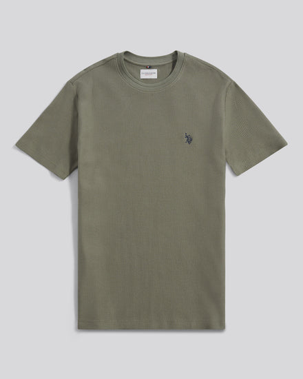 Mens Herringbone Texture T-Shirt in Mulled Basil