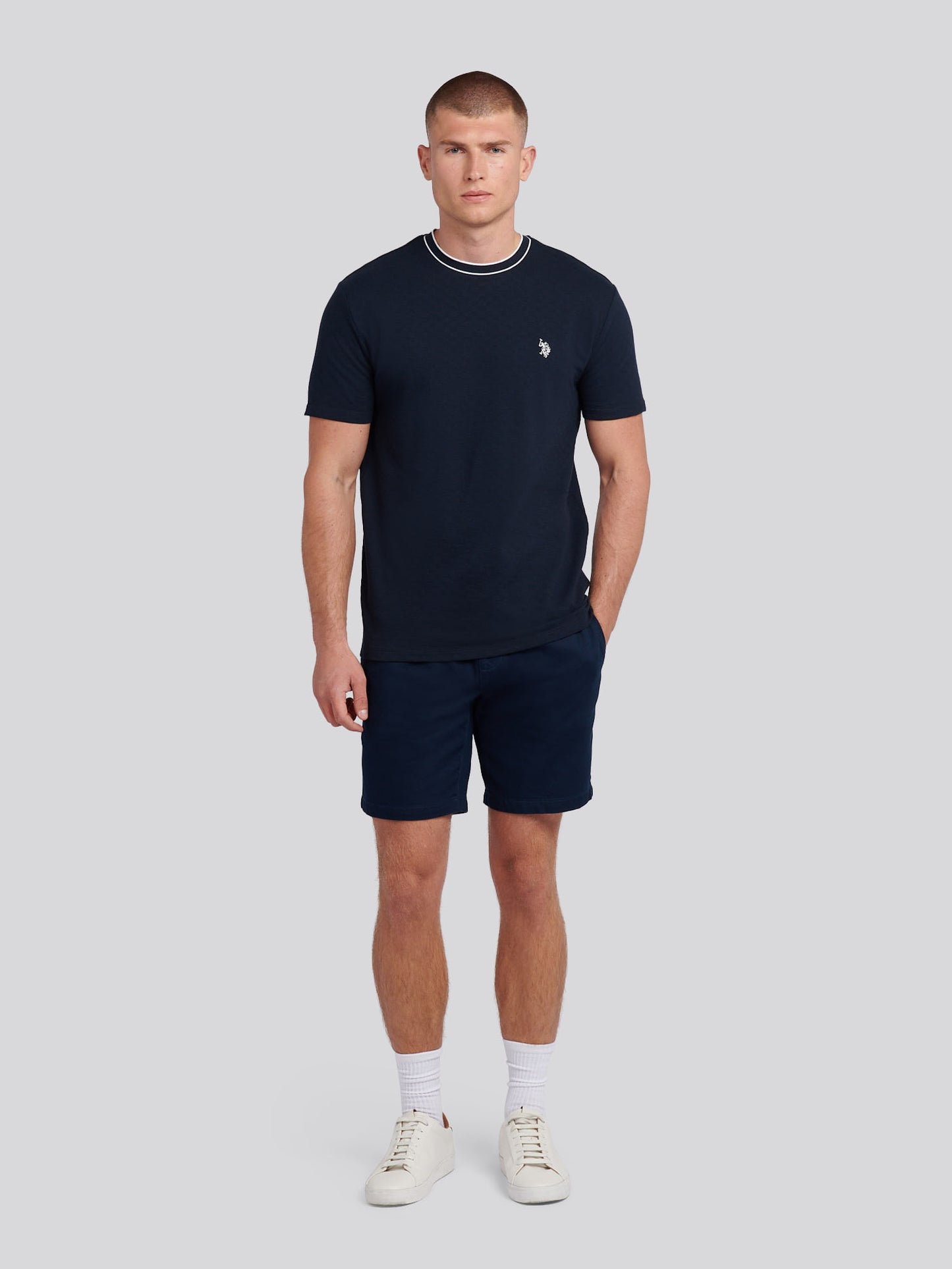 Mens Tipped Pique T-Shirt in Dark Sapphire Navy