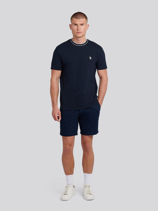 Mens Tipped Pique T-Shirt in Dark Sapphire Navy