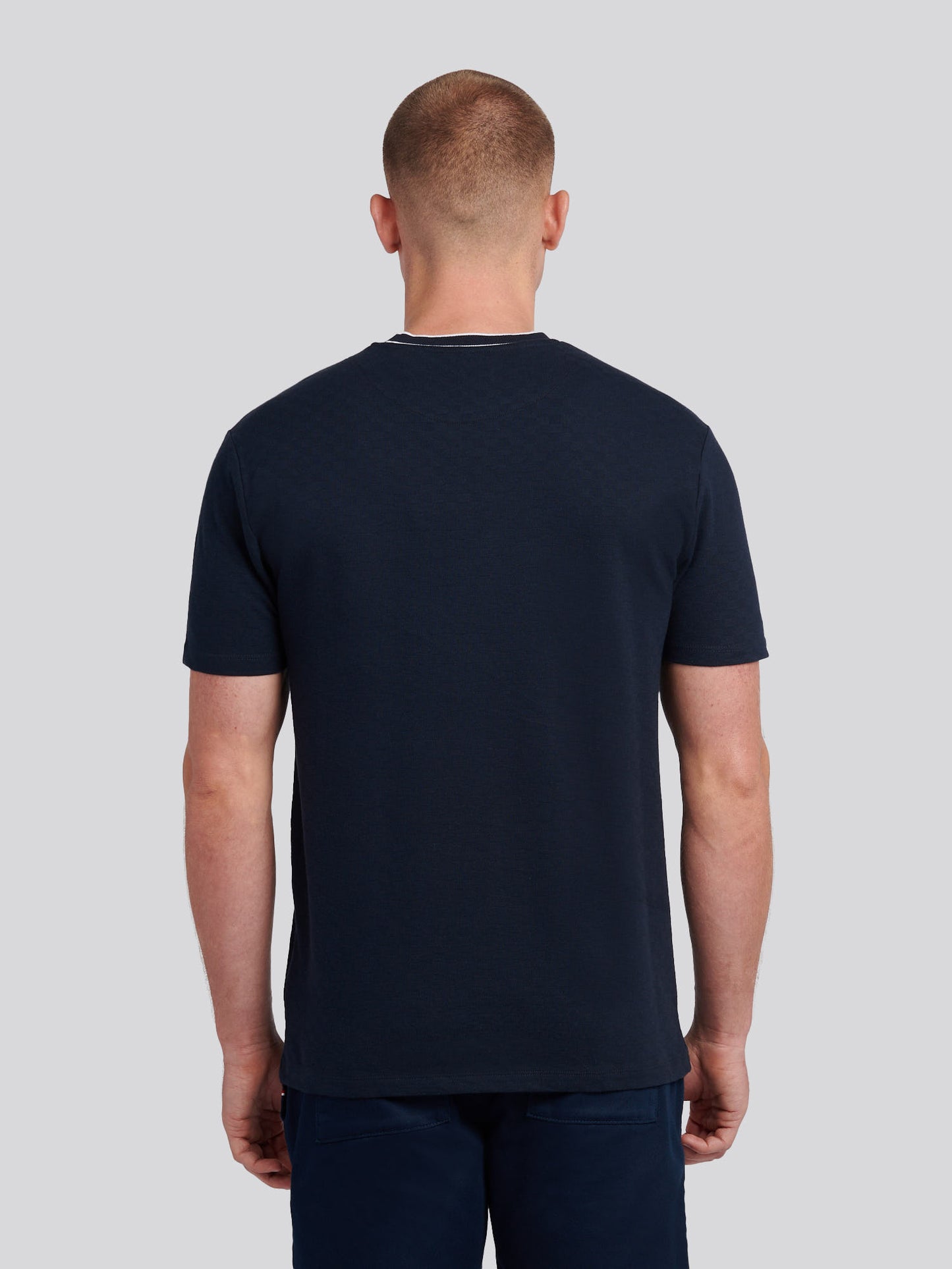 Mens Tipped Pique T-Shirt in Dark Sapphire Navy