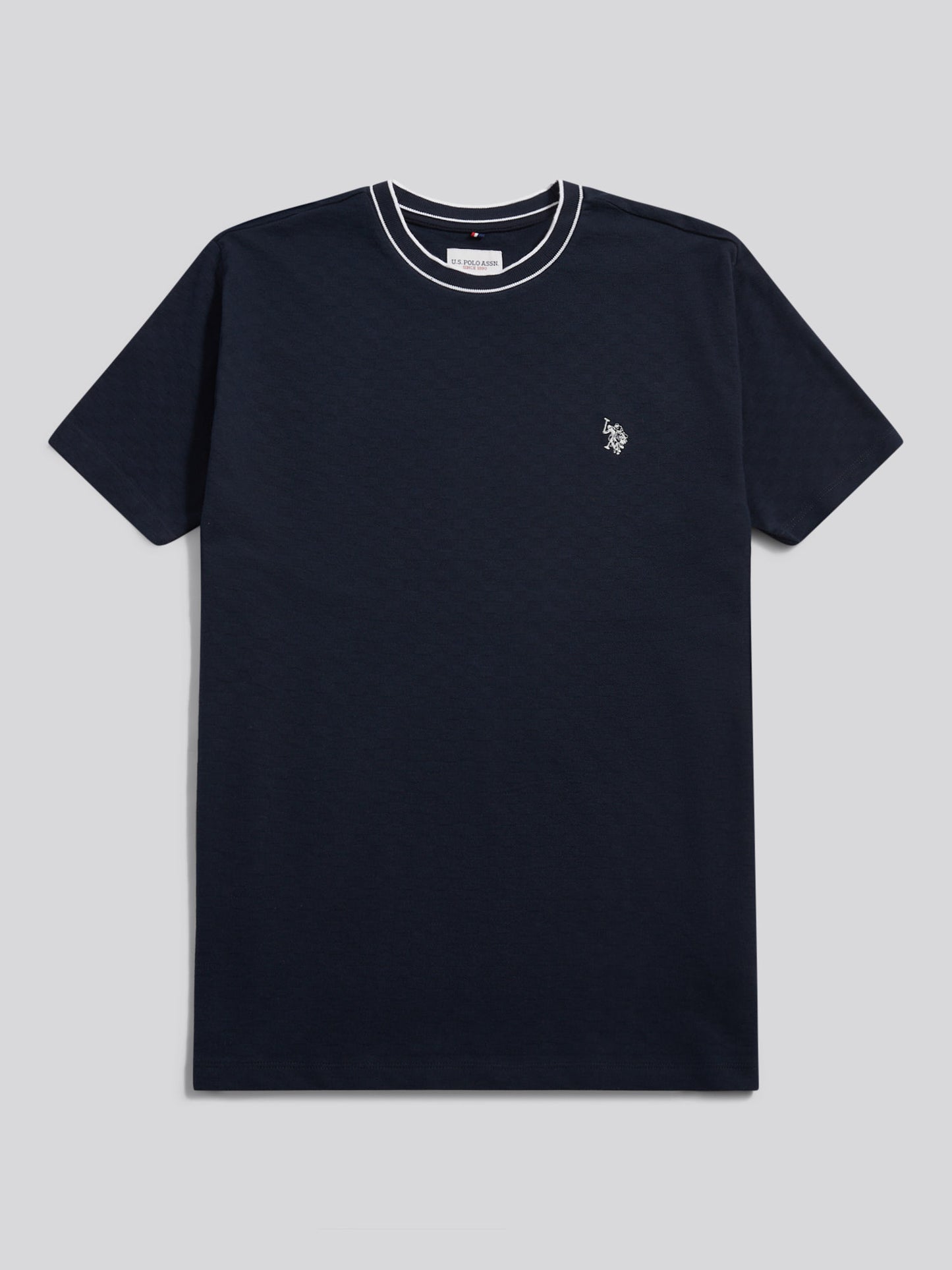 Mens Tipped Pique T-Shirt in Dark Sapphire Navy