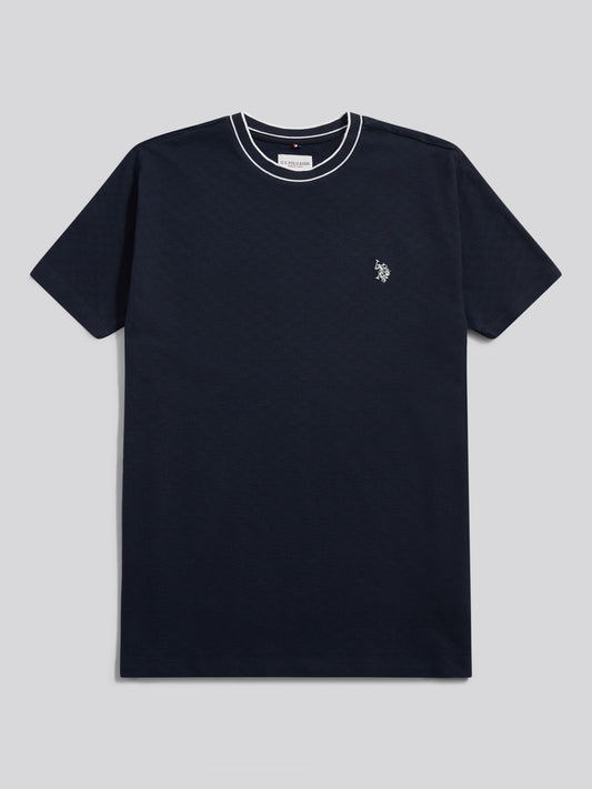 Mens Tipped Pique T-Shirt in Dark Sapphire Navy