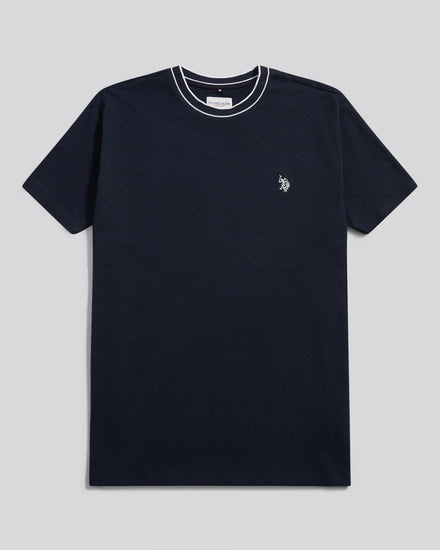 Mens Tipped Pique T-Shirt in Dark Sapphire Navy