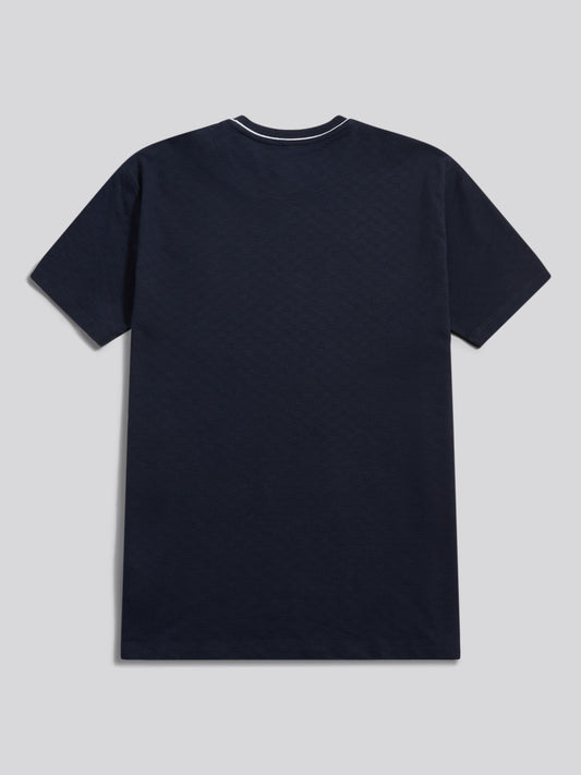 Mens Tipped Pique T-Shirt in Dark Sapphire Navy