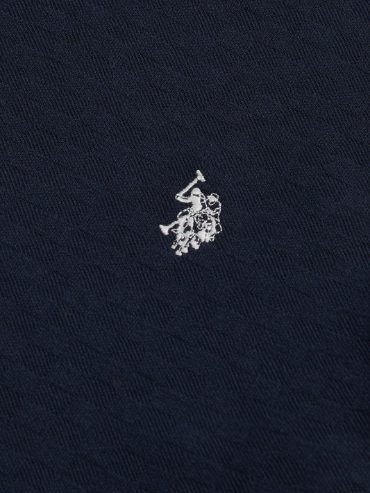 Mens Tipped Pique T-Shirt in Dark Sapphire Navy