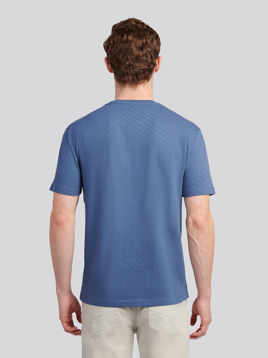 Mens Check Texture T-Shirt in Vintage Indigo