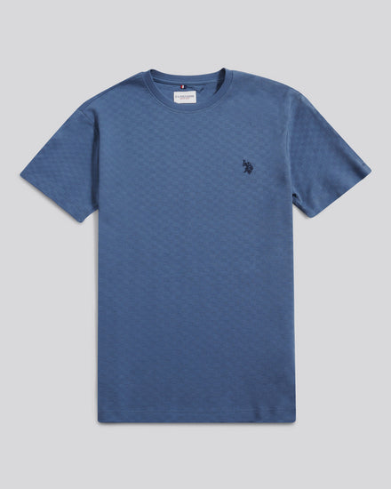 Mens Check Texture T-Shirt in Vintage Indigo