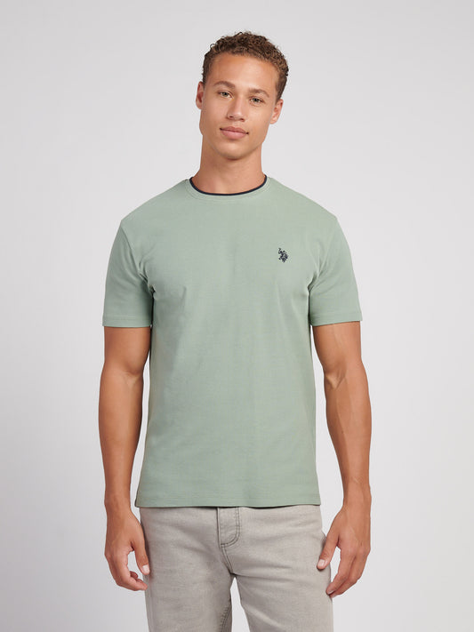 Mens Knit Texture Jersey T-Shirt in Iceberg Green