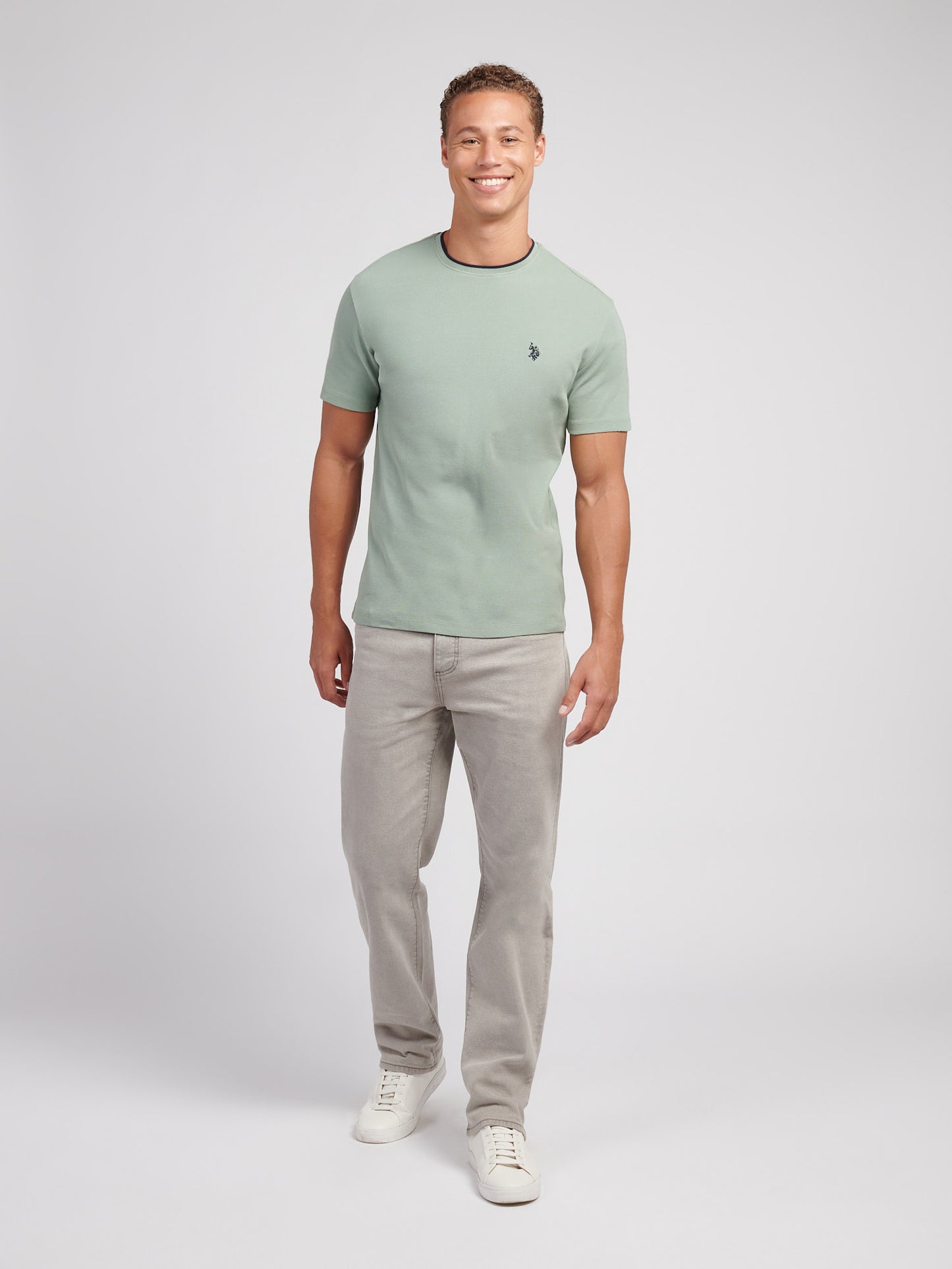 Mens Knit Texture Jersey T-Shirt in Iceberg Green