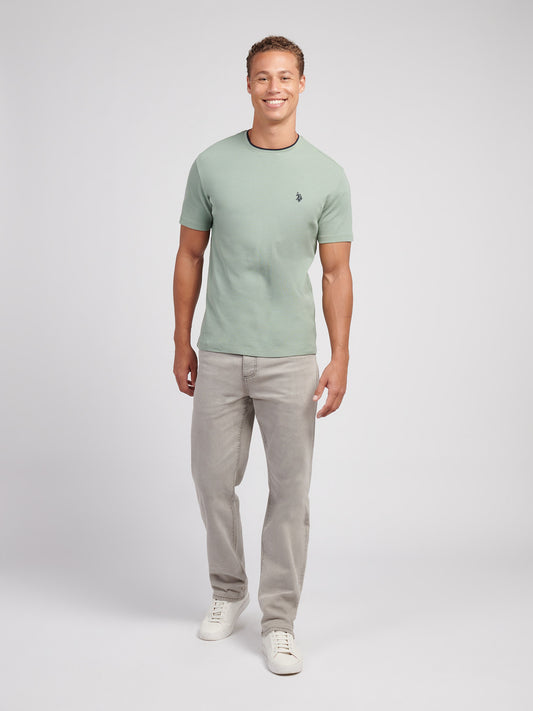 Mens Knit Texture Jersey T-Shirt in Iceberg Green