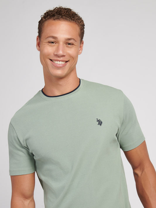 Mens Knit Texture Jersey T-Shirt in Iceberg Green