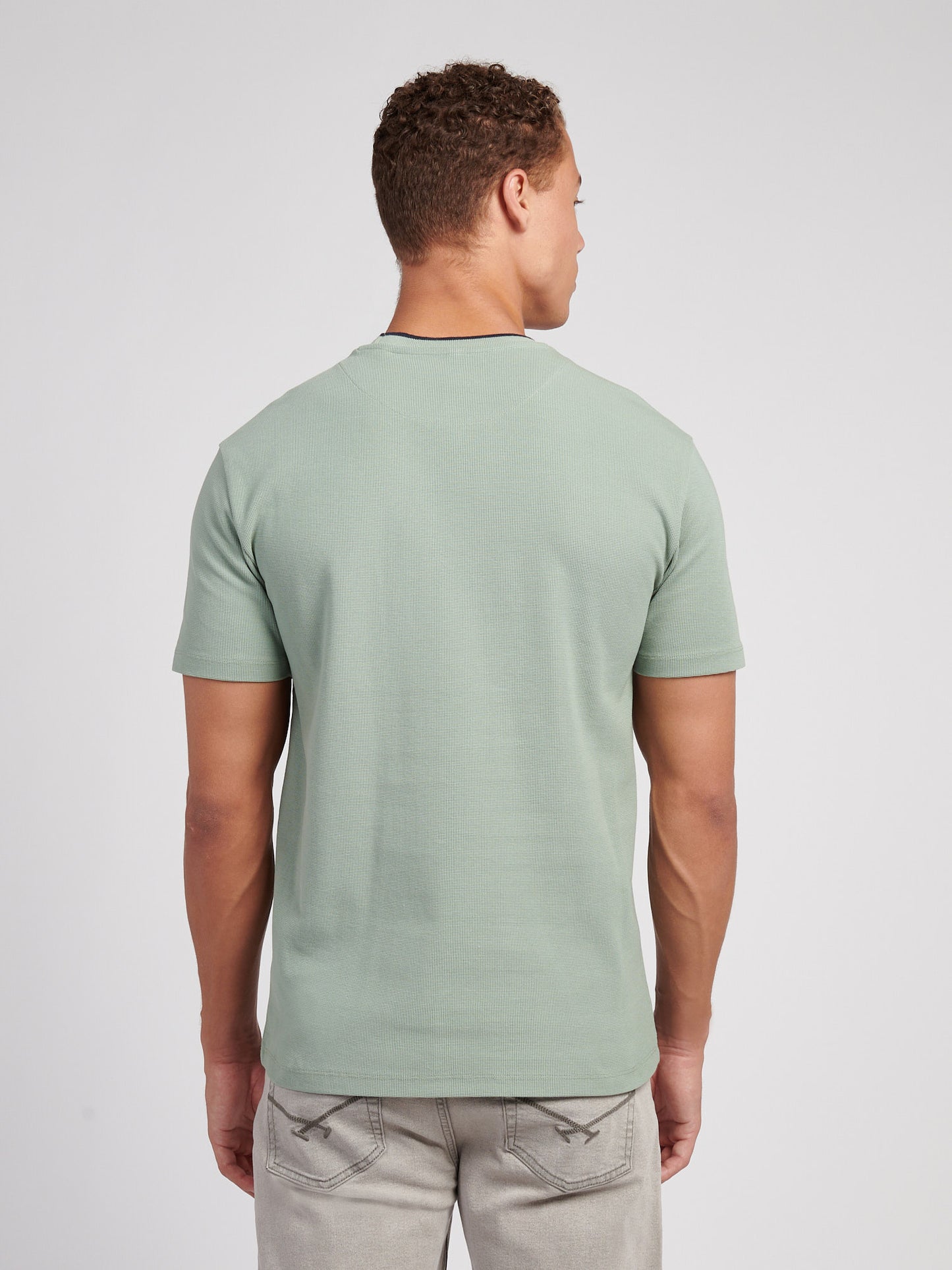 Mens Knit Texture Jersey T-Shirt in Iceberg Green