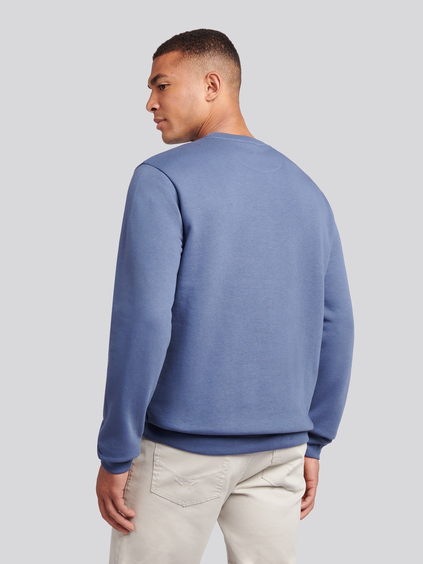 Mens Tonal Double Horsemen Print Crew in Vintage Indigo