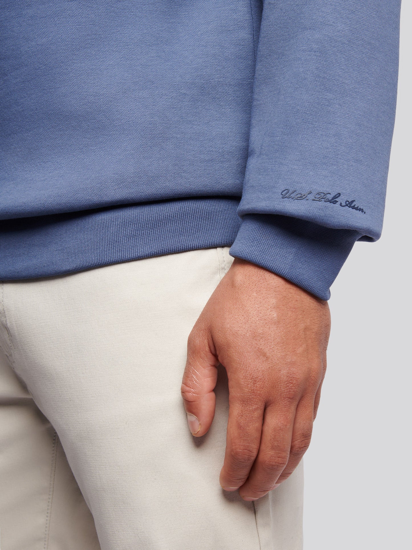 Mens Tonal Double Horsemen Print Crew in Vintage Indigo