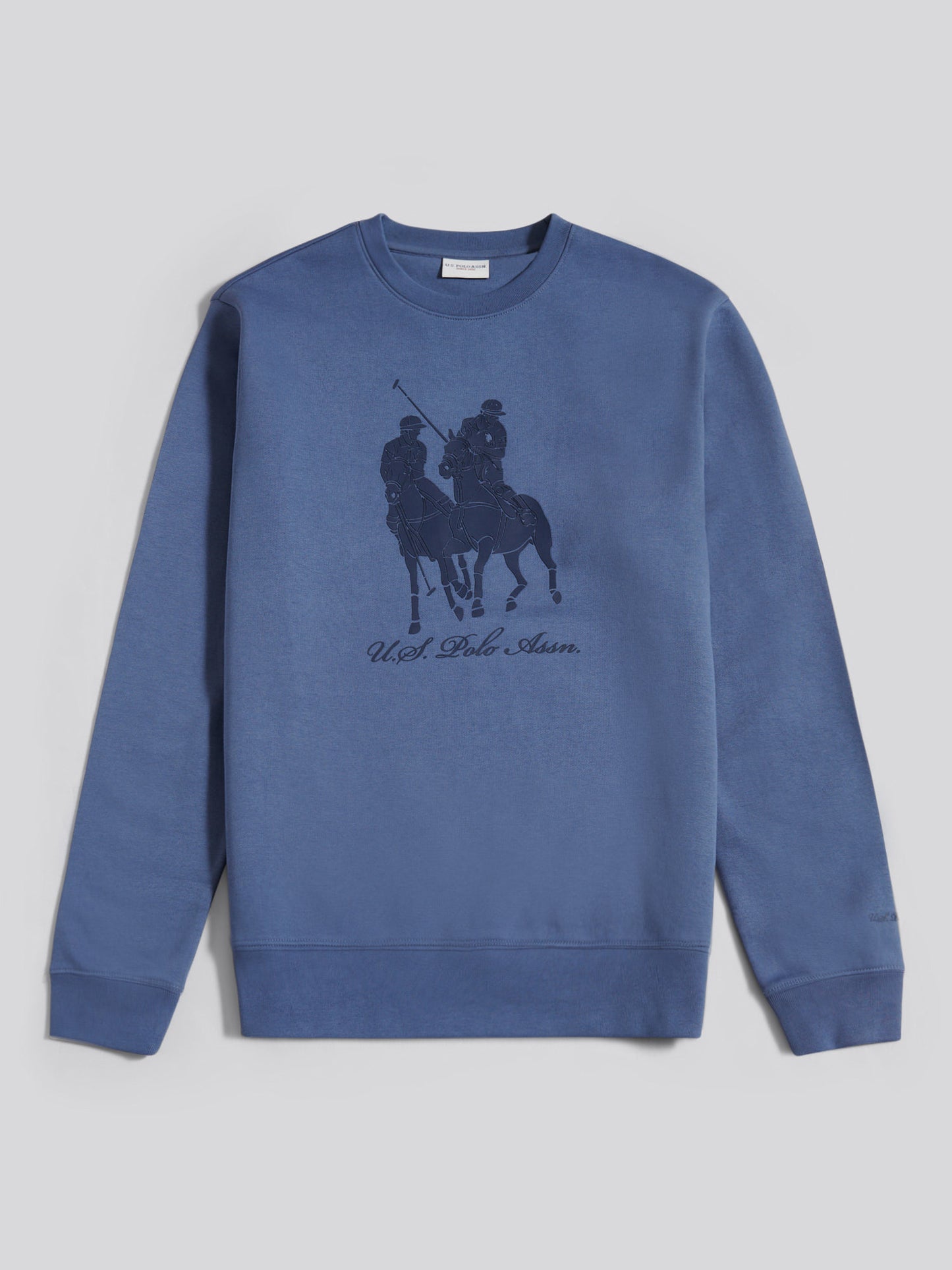 Mens Tonal Double Horsemen Print Crew in Vintage Indigo