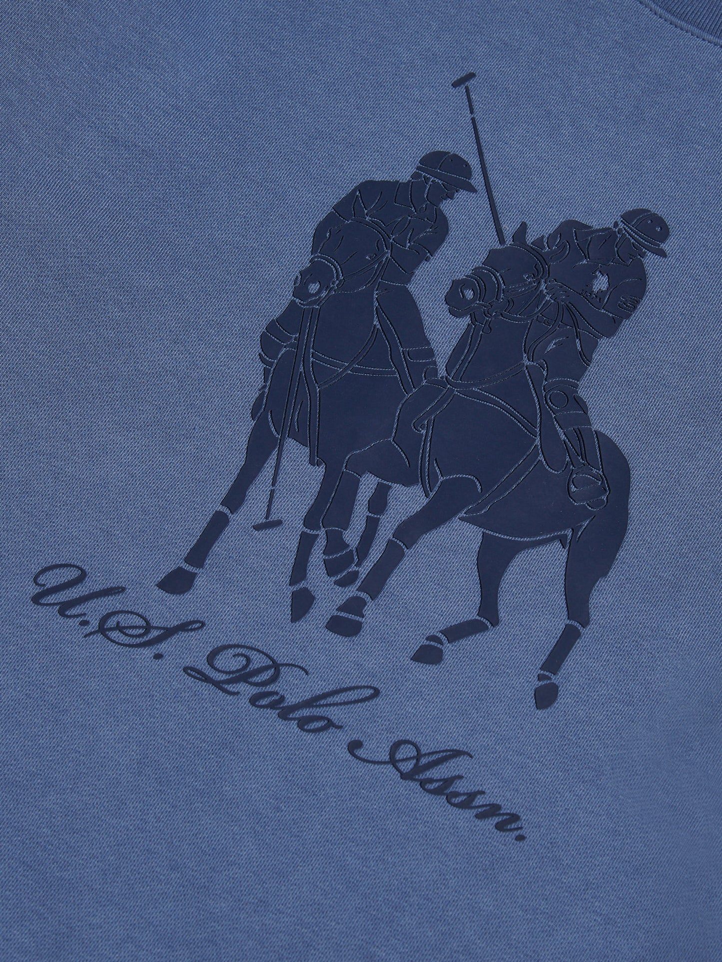 Mens Tonal Double Horsemen Print Crew in Vintage Indigo
