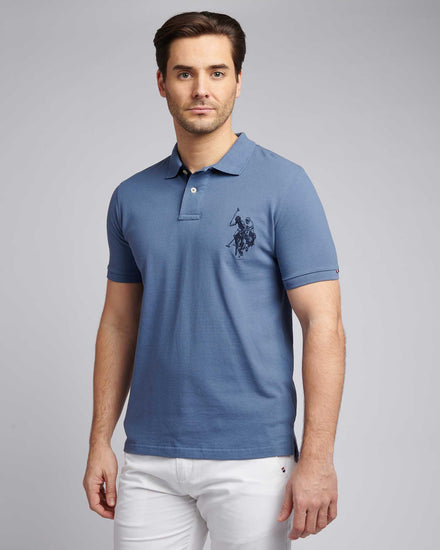 Mens Large Player Pique Polo Shirt in Blue Horizon