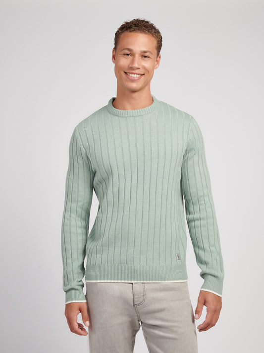Mens Rib Knit Crew in Iceberg Green