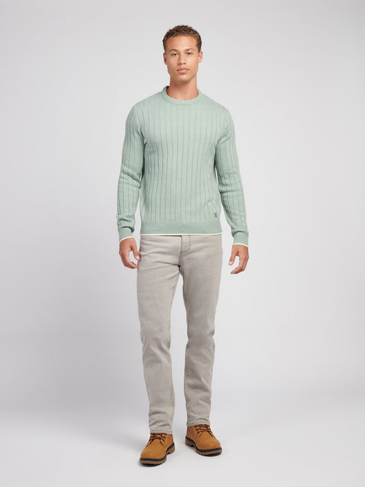 Mens Rib Knit Crew in Iceberg Green