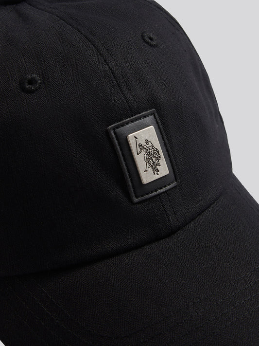 Mens Herringbone Cap in Black
