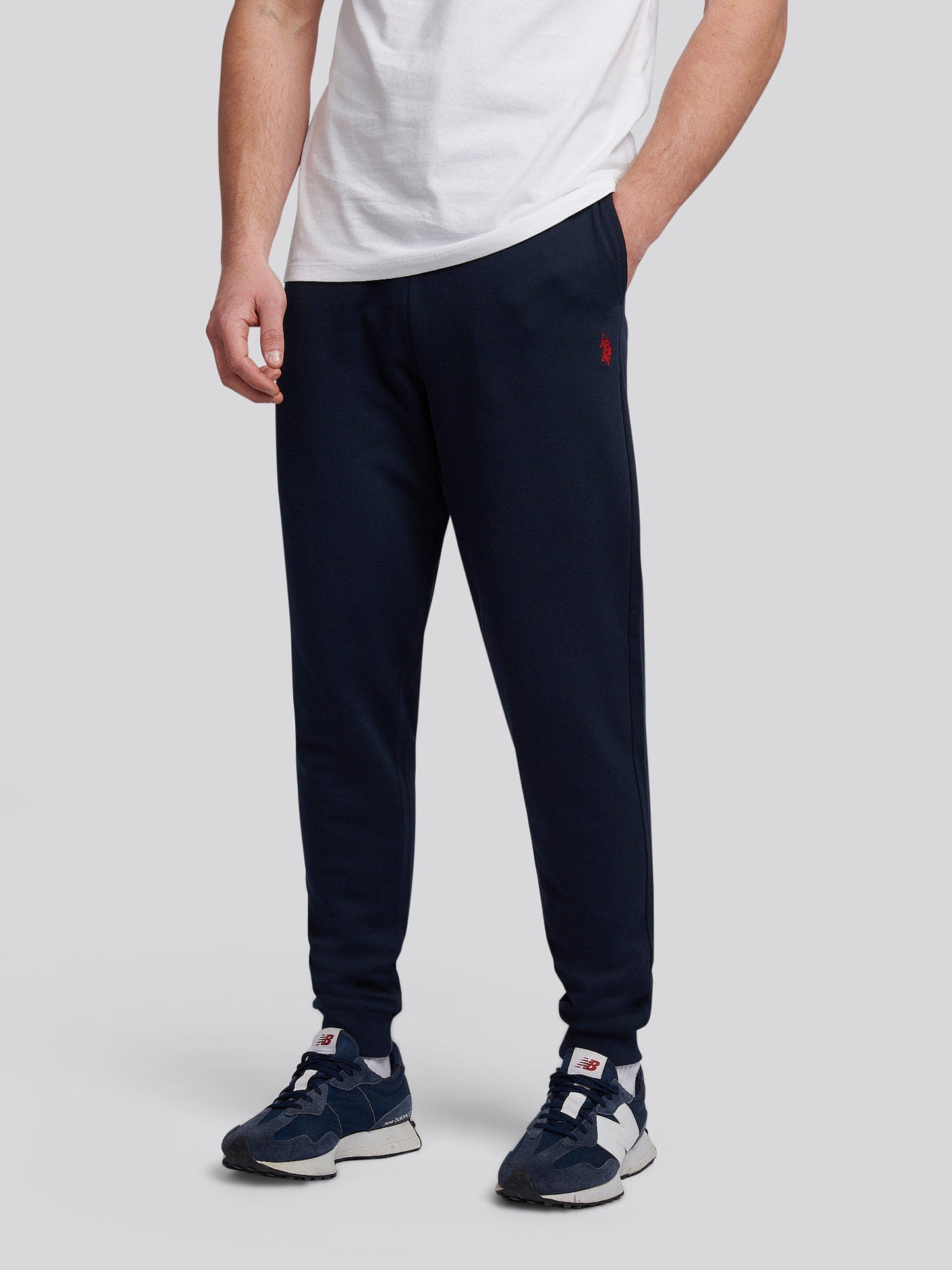 Mens Double Horsemen Loopback Jogger in Dark Sapphire Navy / Haute Red DHM