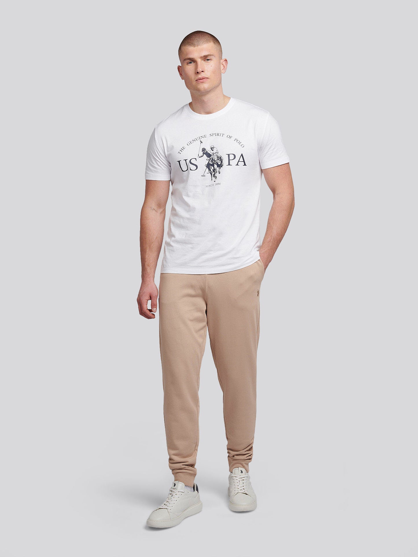 Mens Double Horsemen Loopback Jogger in Doeskin