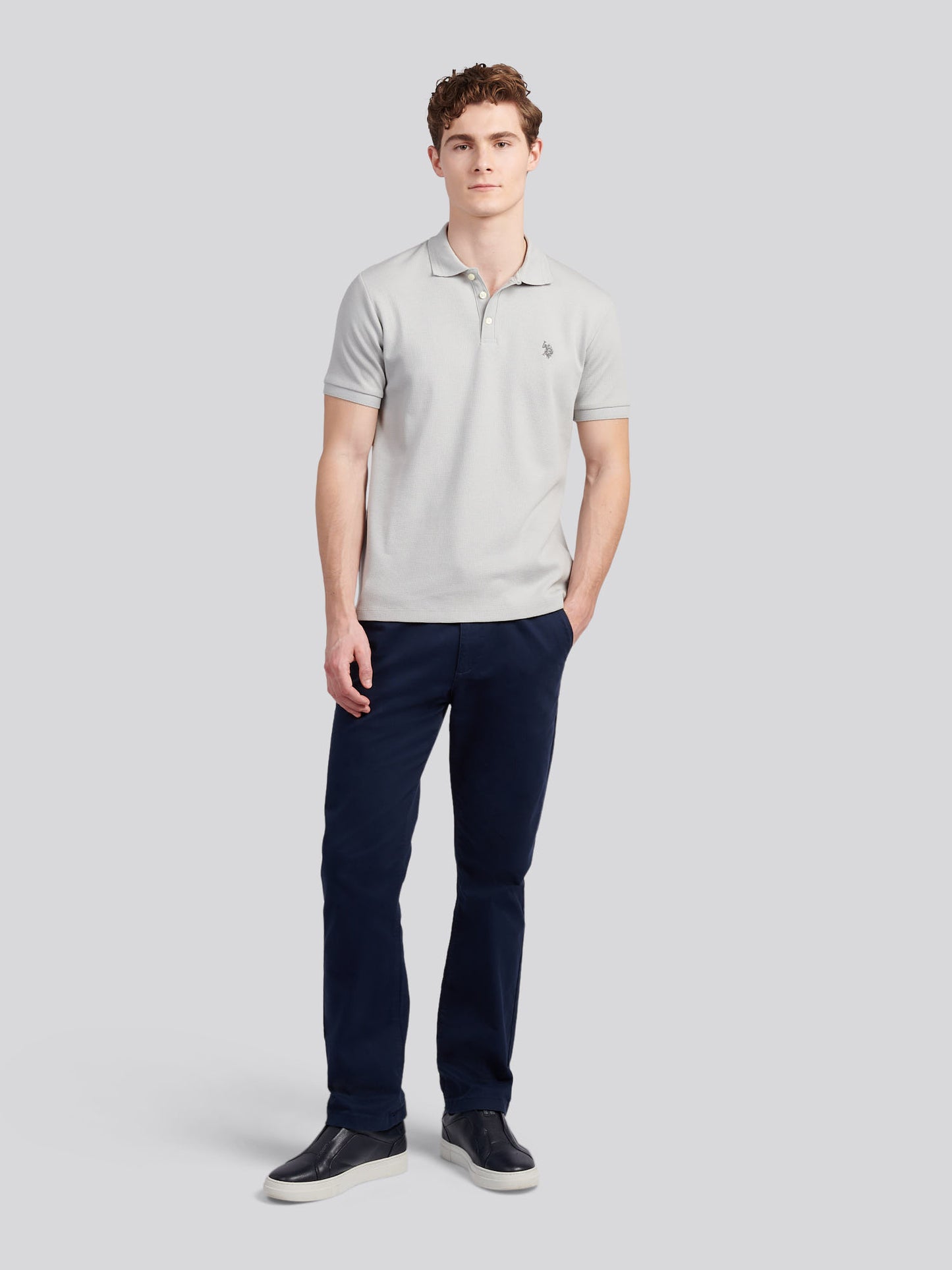 Mens Waffle Texture Polo Shirt in High Rise