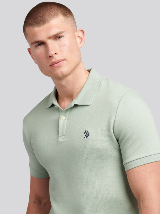 Mens Twill Texture Polo Shirt in Iceberg Green
