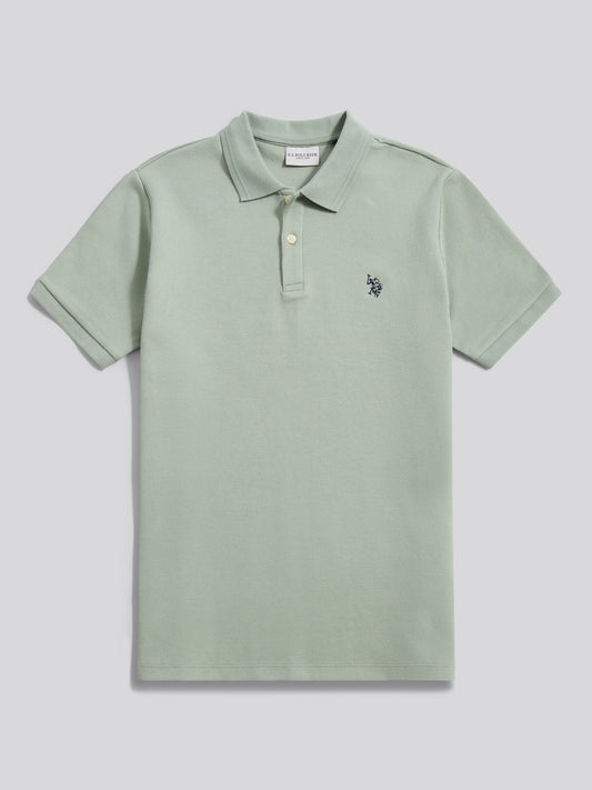 Mens Twill Texture Polo Shirt in Iceberg Green