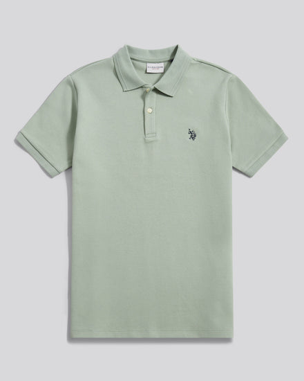 Mens Twill Texture Polo Shirt in Iceberg Green