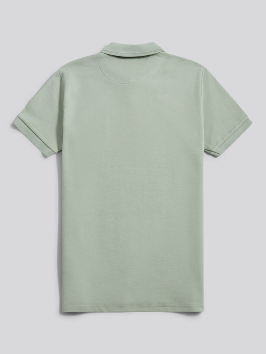 Mens Twill Texture Polo Shirt in Iceberg Green