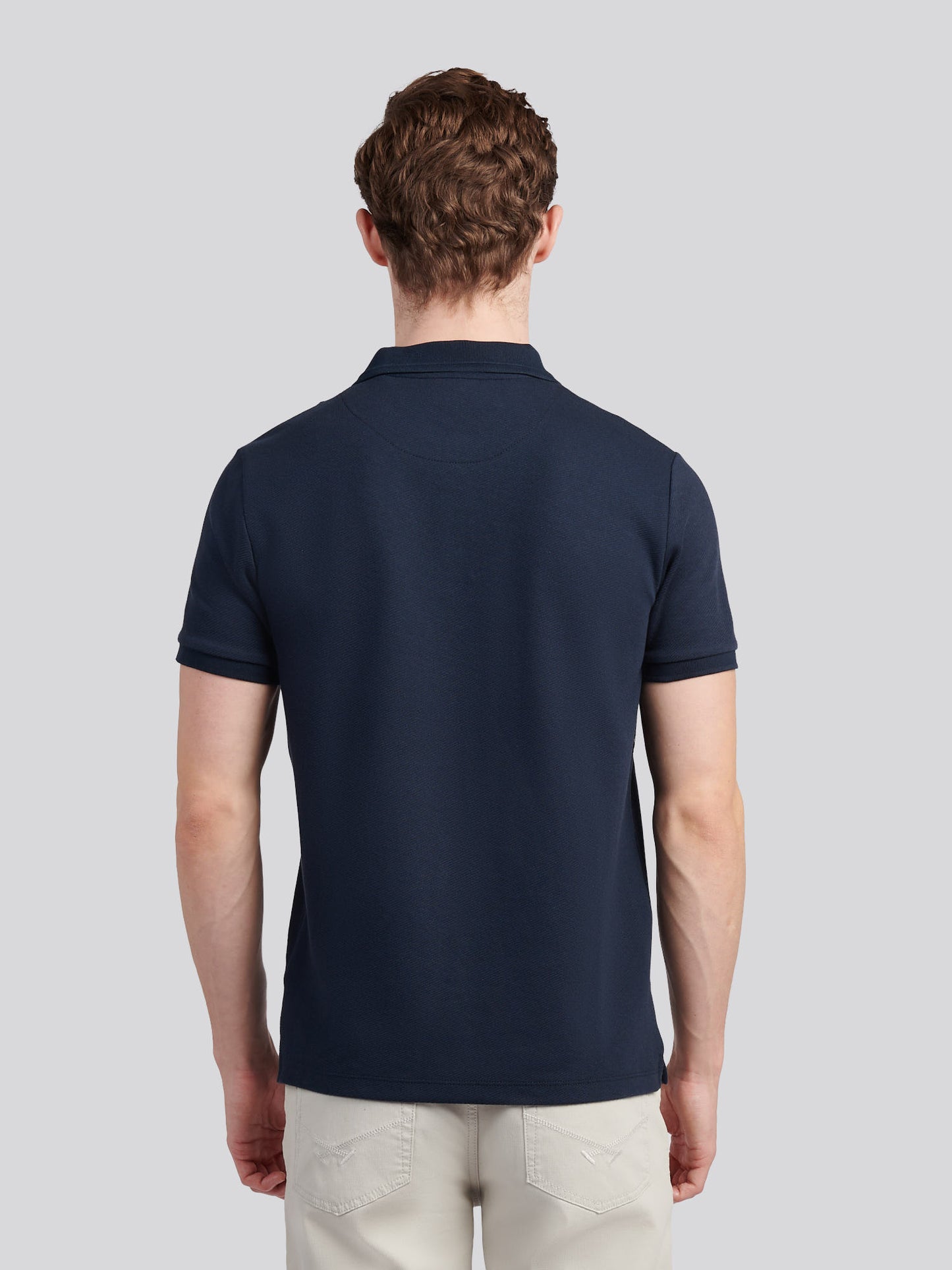 Mens Twill Texture Polo Shirt in Dark Sapphire Navy / Moonlight Blue DHM
