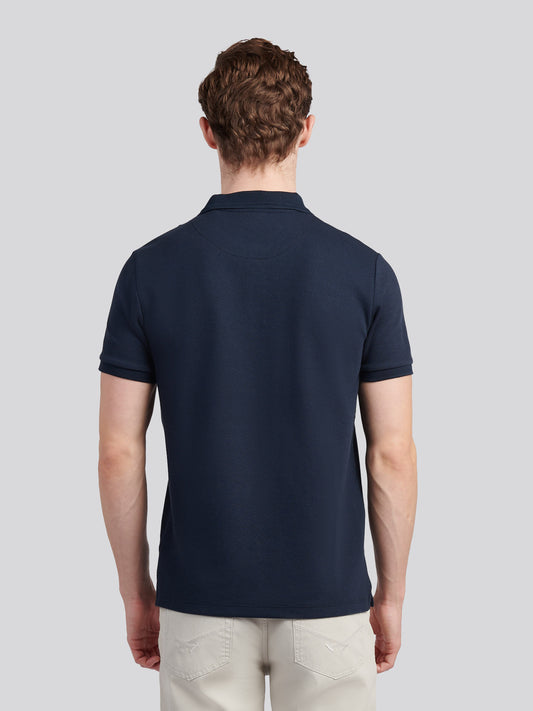 Mens Twill Texture Polo Shirt in Dark Sapphire Navy / Moonlight Blue DHM