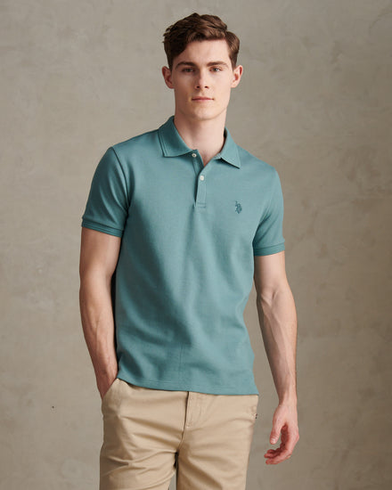 Mens Twill Texture Polo Shirt in Arctic