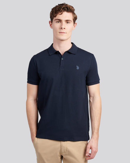 Mens Vertical Texture Polo Shirt in Dark Sapphire Navy / Moonlight Blue DHM