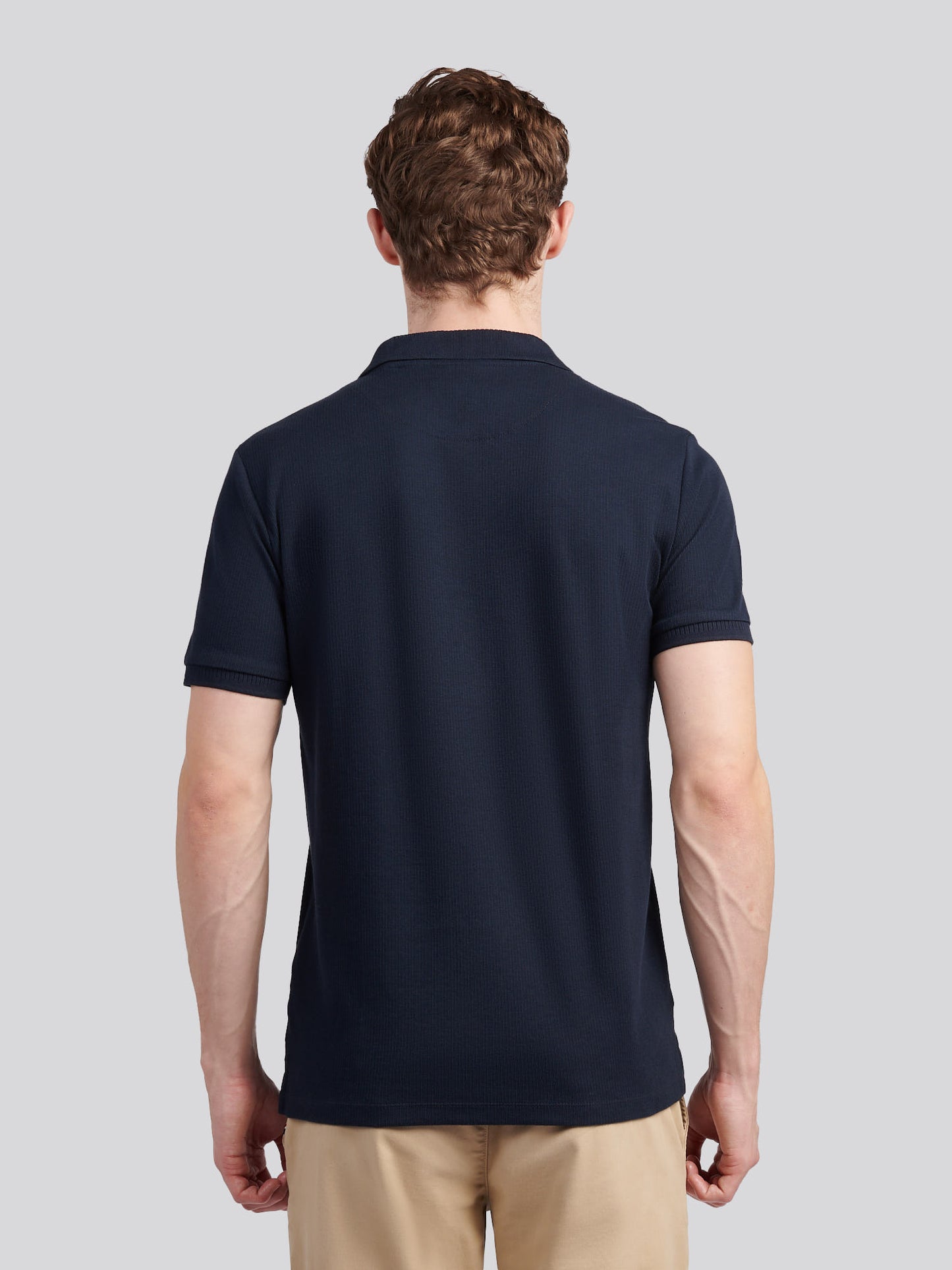 Mens Vertical Texture Polo Shirt in Dark Sapphire Navy / Moonlight Blue DHM