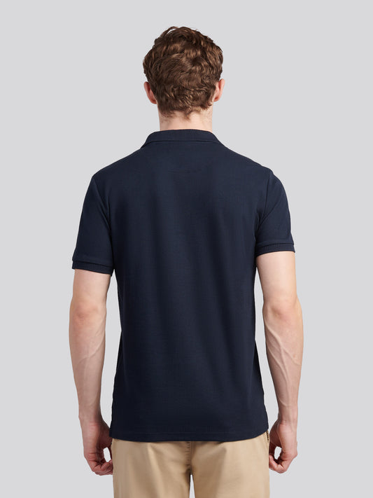 Mens Vertical Texture Polo Shirt in Dark Sapphire Navy / Moonlight Blue DHM