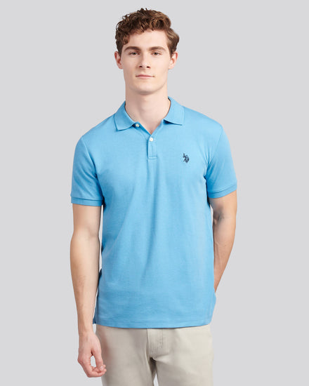 Mens Vertical Texture Polo Shirt in Heritage Blue