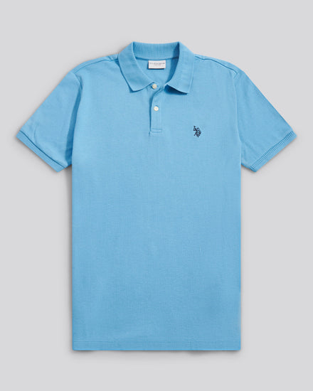 Mens Vertical Texture Polo Shirt in Heritage Blue