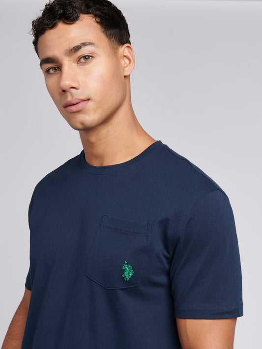 Mens Double Horsemen Pocket T-Shirt in Dark Sapphire Navy