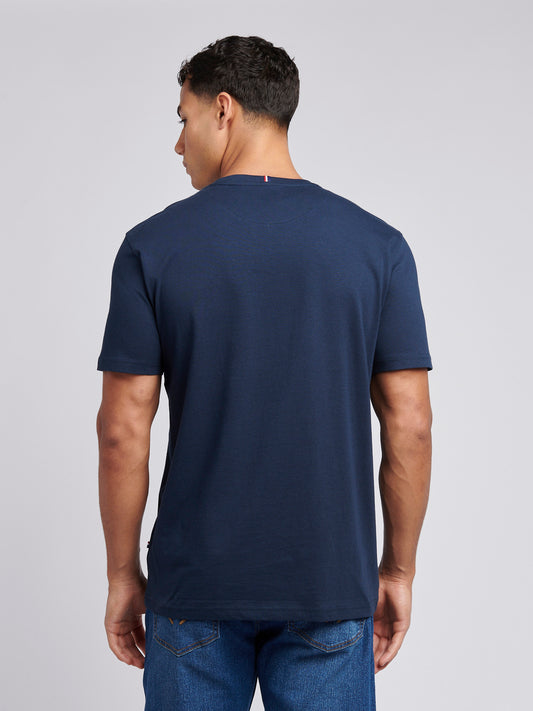 Mens Double Horsemen Pocket T-Shirt in Dark Sapphire Navy