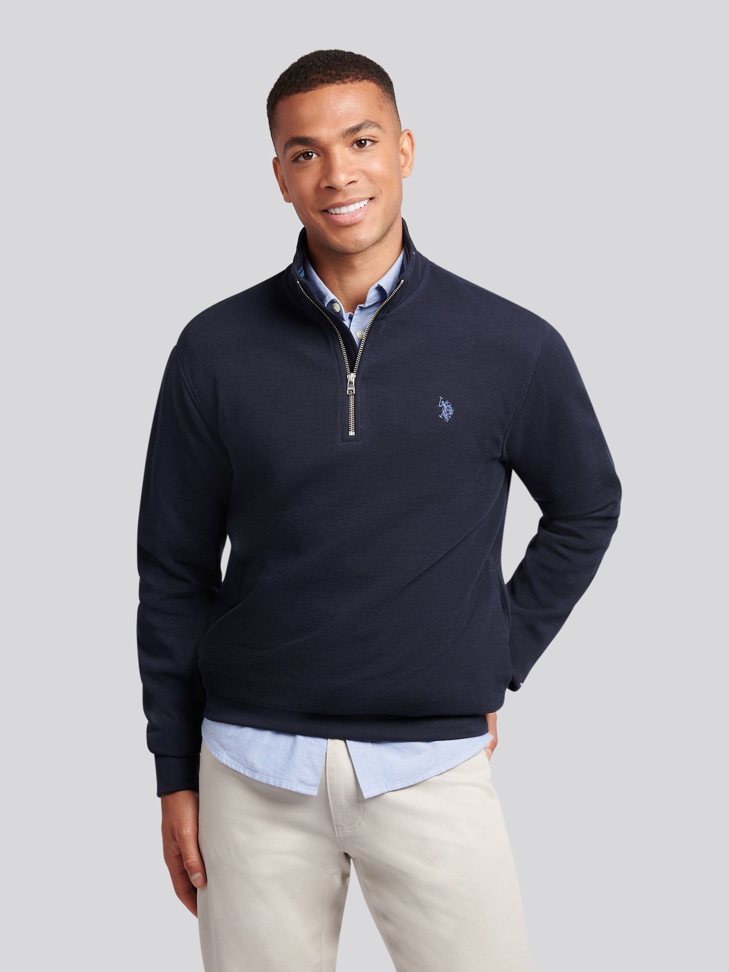 Mens French Rib 1/4 Funnel Dark Sapphire Navy / Moonlight Blue DHM