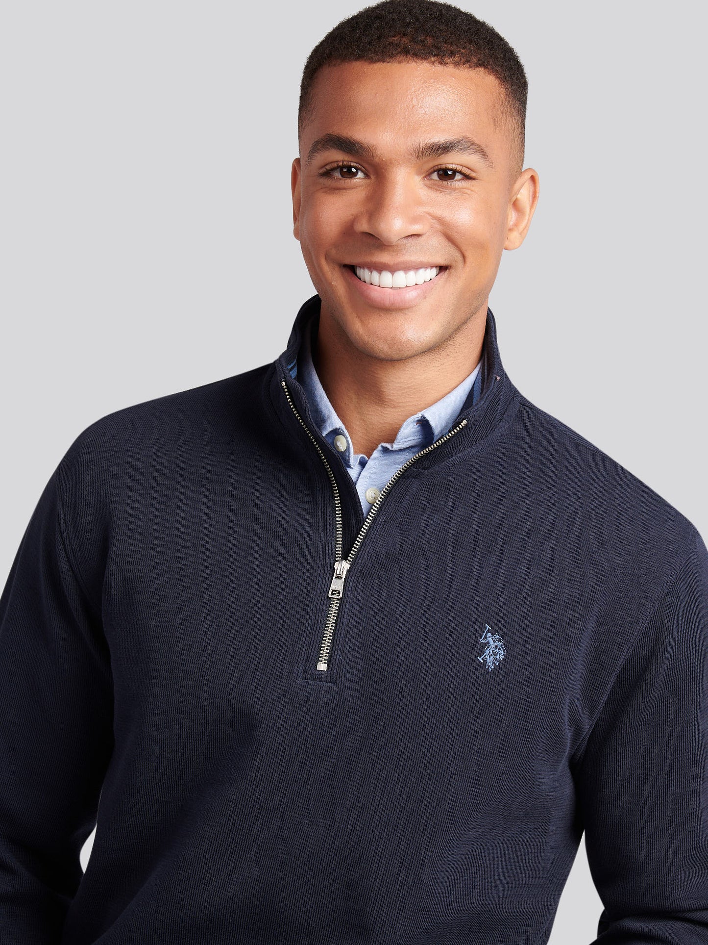 Mens French Rib 1/4 Funnel Dark Sapphire Navy / Moonlight Blue DHM