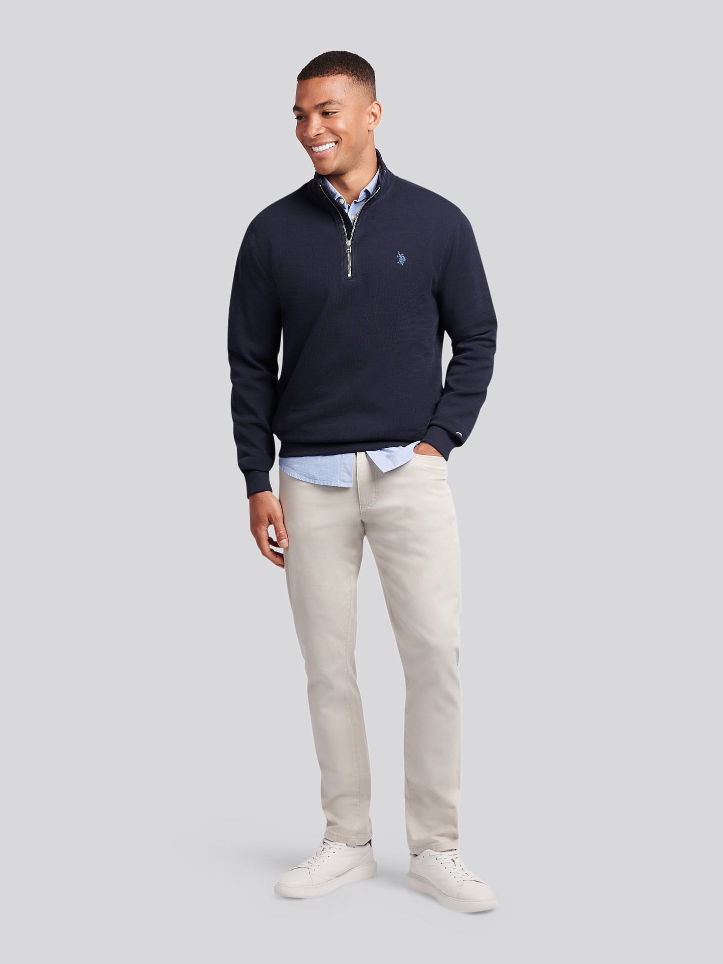 Mens French Rib 1/4 Funnel Dark Sapphire Navy / Moonlight Blue DHM