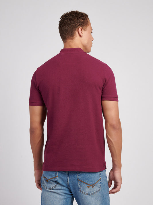 Mens Flat Pile Texture Polo Shirt in Grape Wine