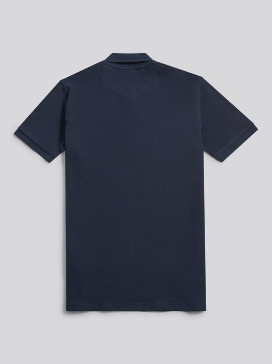 Mens Flat Pile Texture Polo Shirt in Dark Sapphire Navy / Moonlight Blue DHM