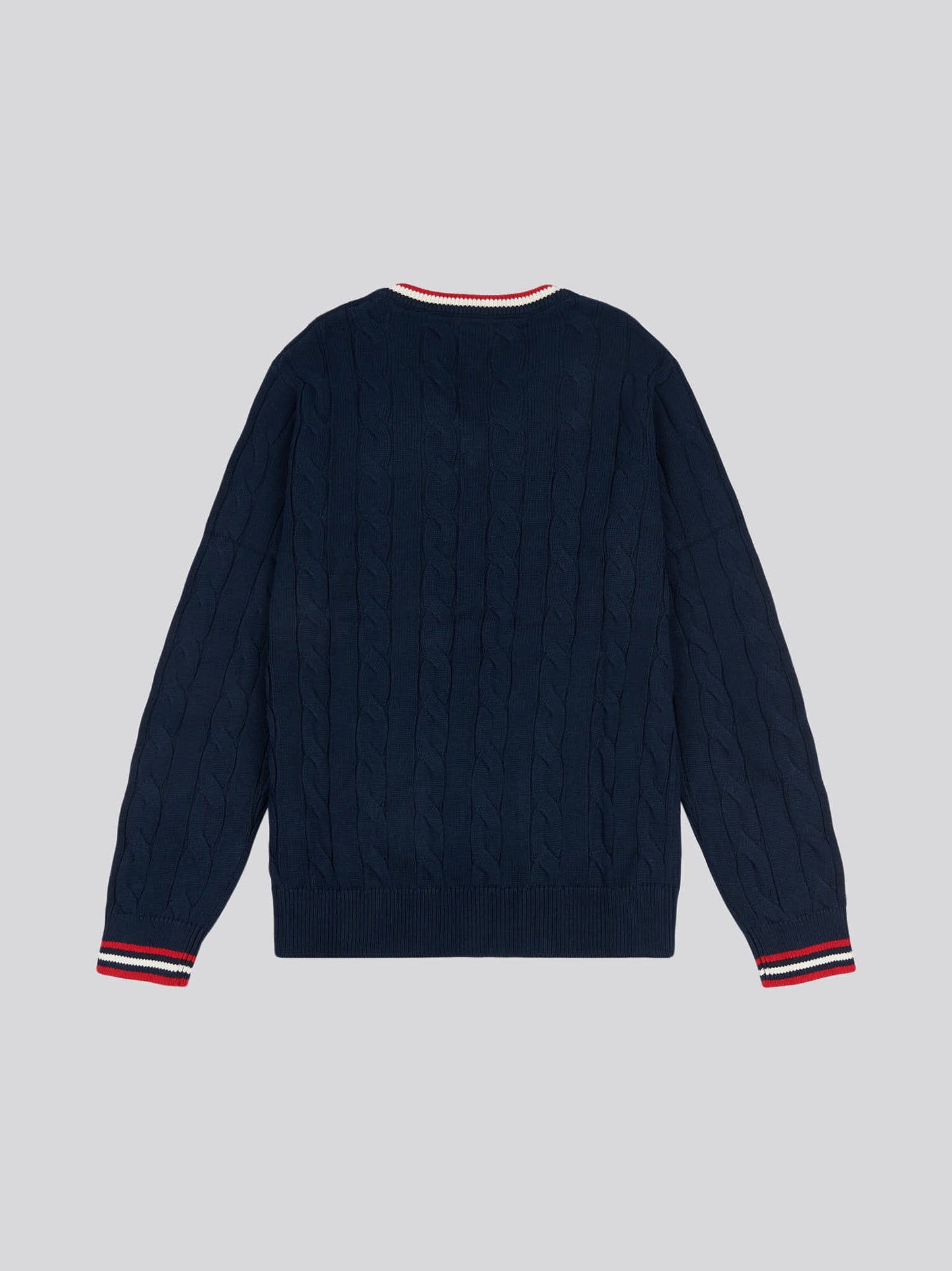 Mens Cable Knit Cricket Jumper in Dark Sapphire Navy