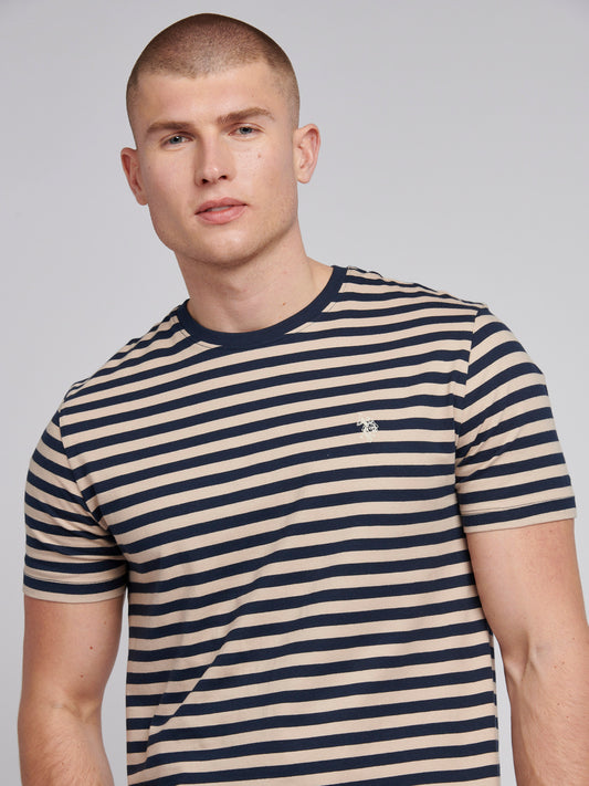 Mens Pencil Stripe Classic T-Shirt in Doeskin