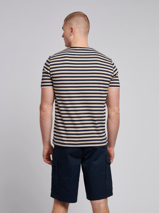 Mens Pencil Stripe Classic T-Shirt in Doeskin