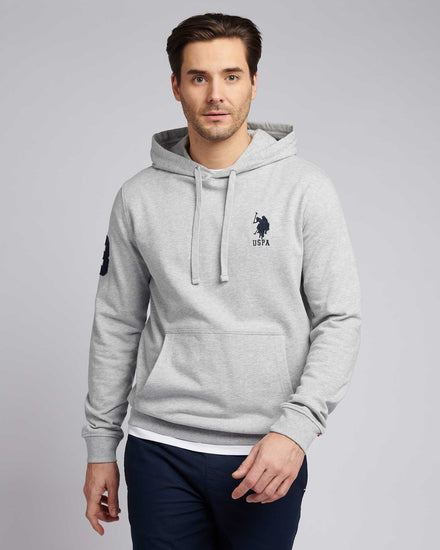 Mens Player 3 Loopback Hoodie in Mid Grey Marl